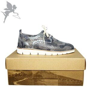 TRASK Lena Silver Metallic Perforated Cammo Oxford Sneakers